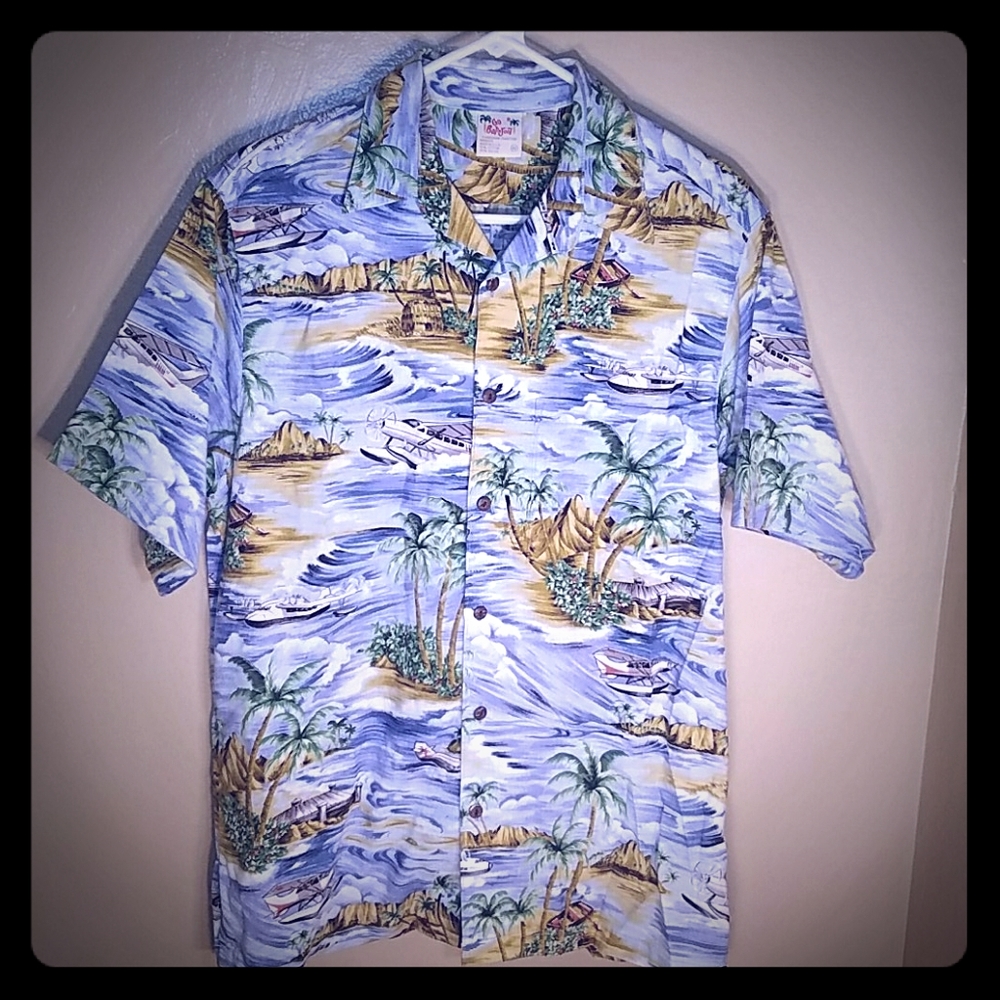 Vintage Go Barefoot Men's Hawaiian Button Up Shirt
